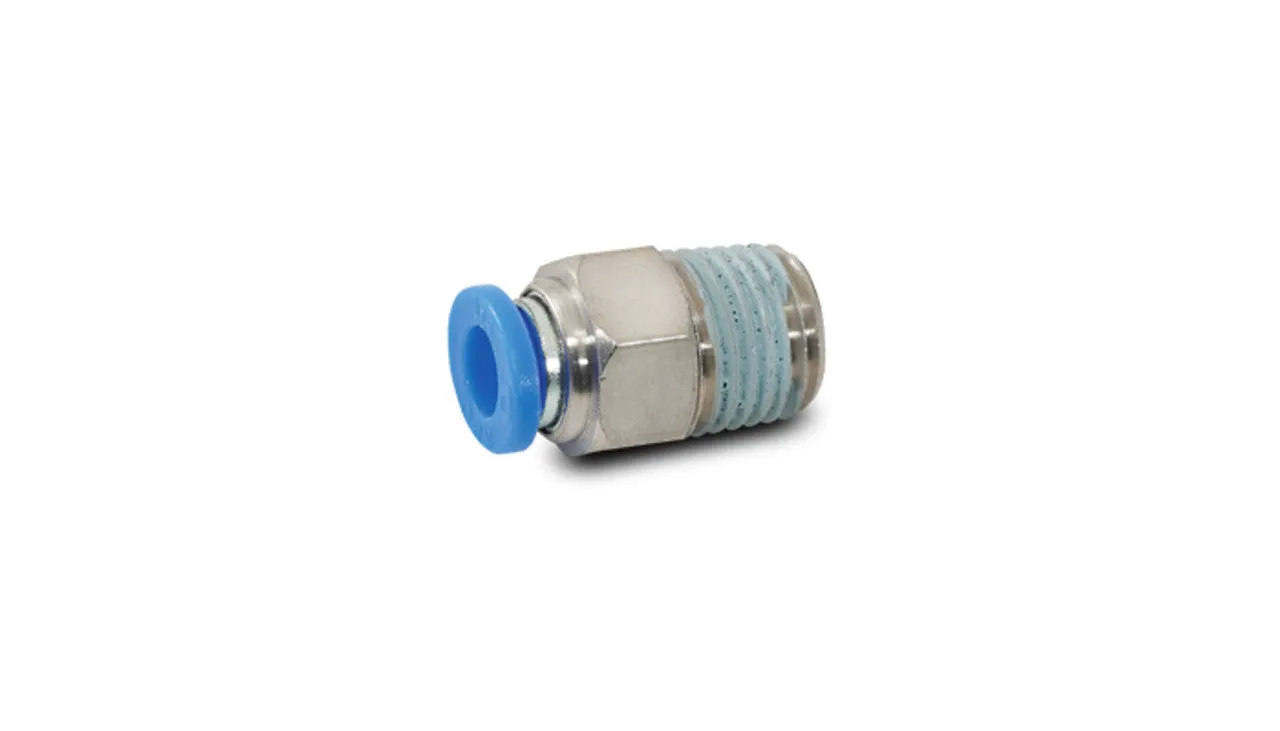 Vibrant Pneumatic Push Lock Male Straight Fitting, for 1/4" O.D. Tubing (1/8" NPT Thread) - 2662