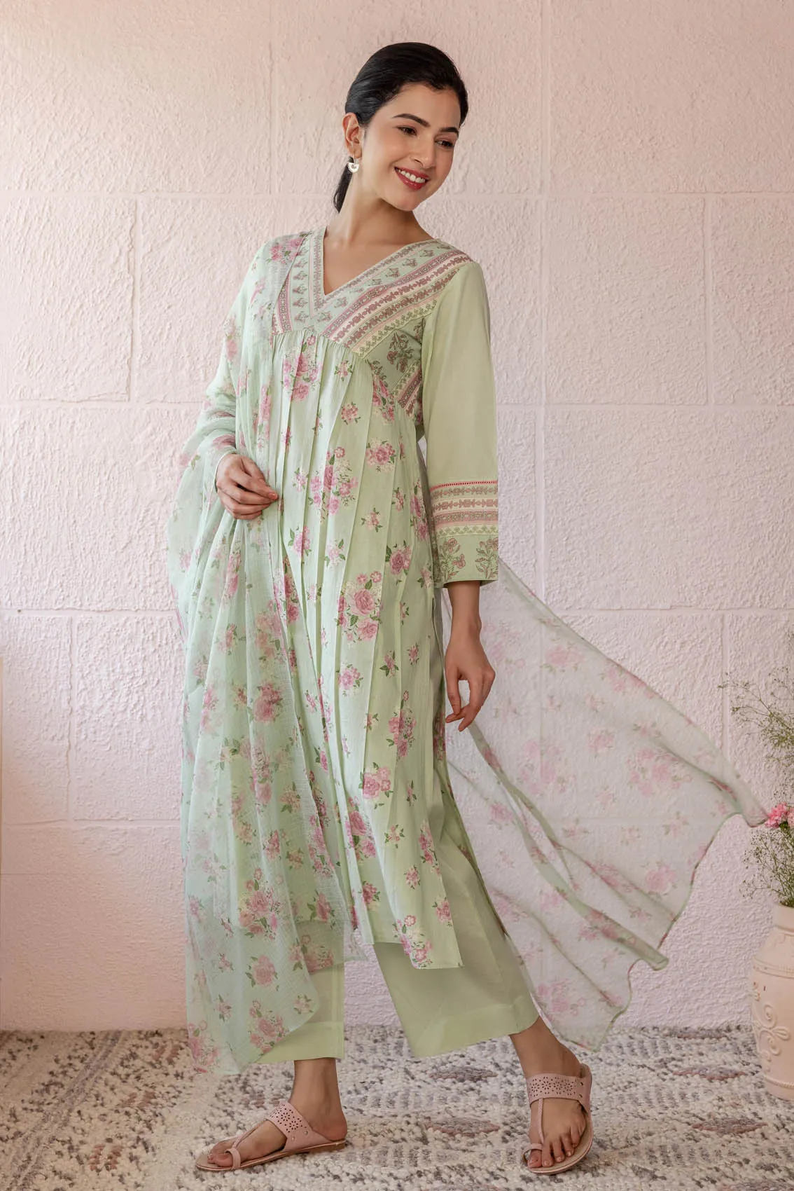 Vibrant Rosebush Kurta