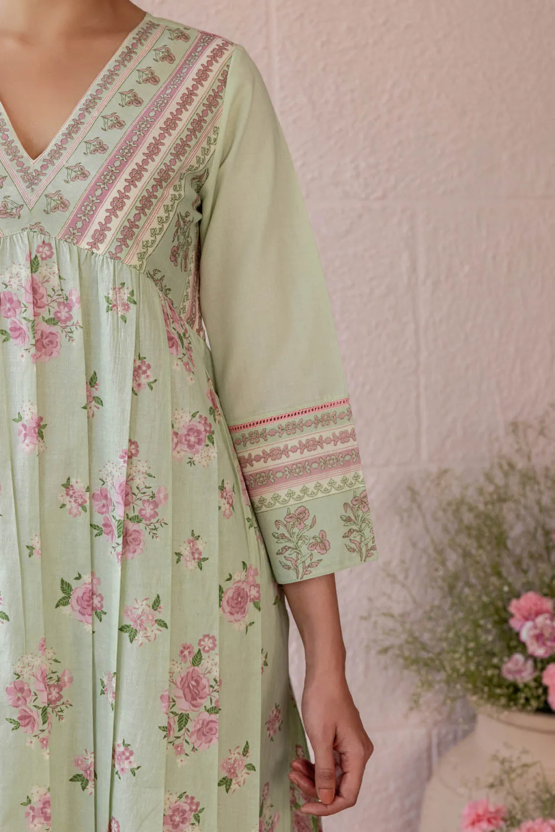 Vibrant Rosebush Kurta