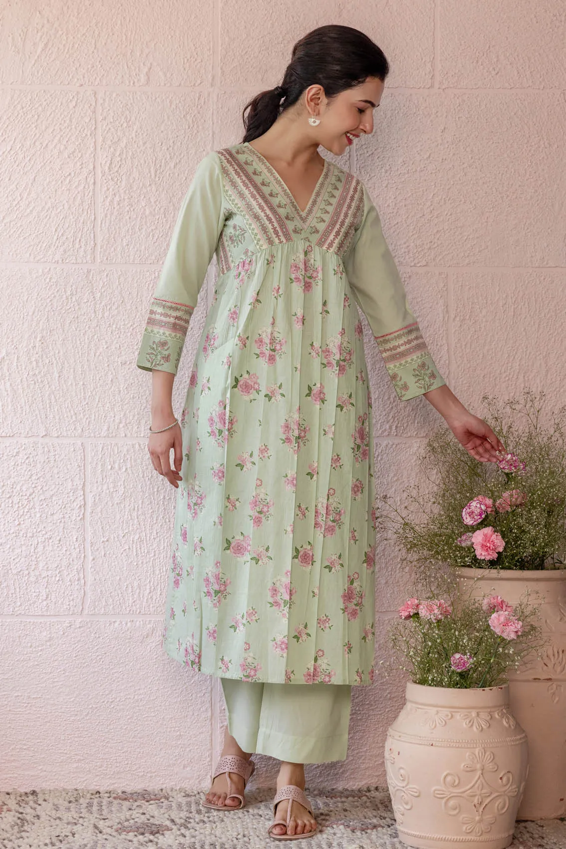 Vibrant Rosebush Kurta