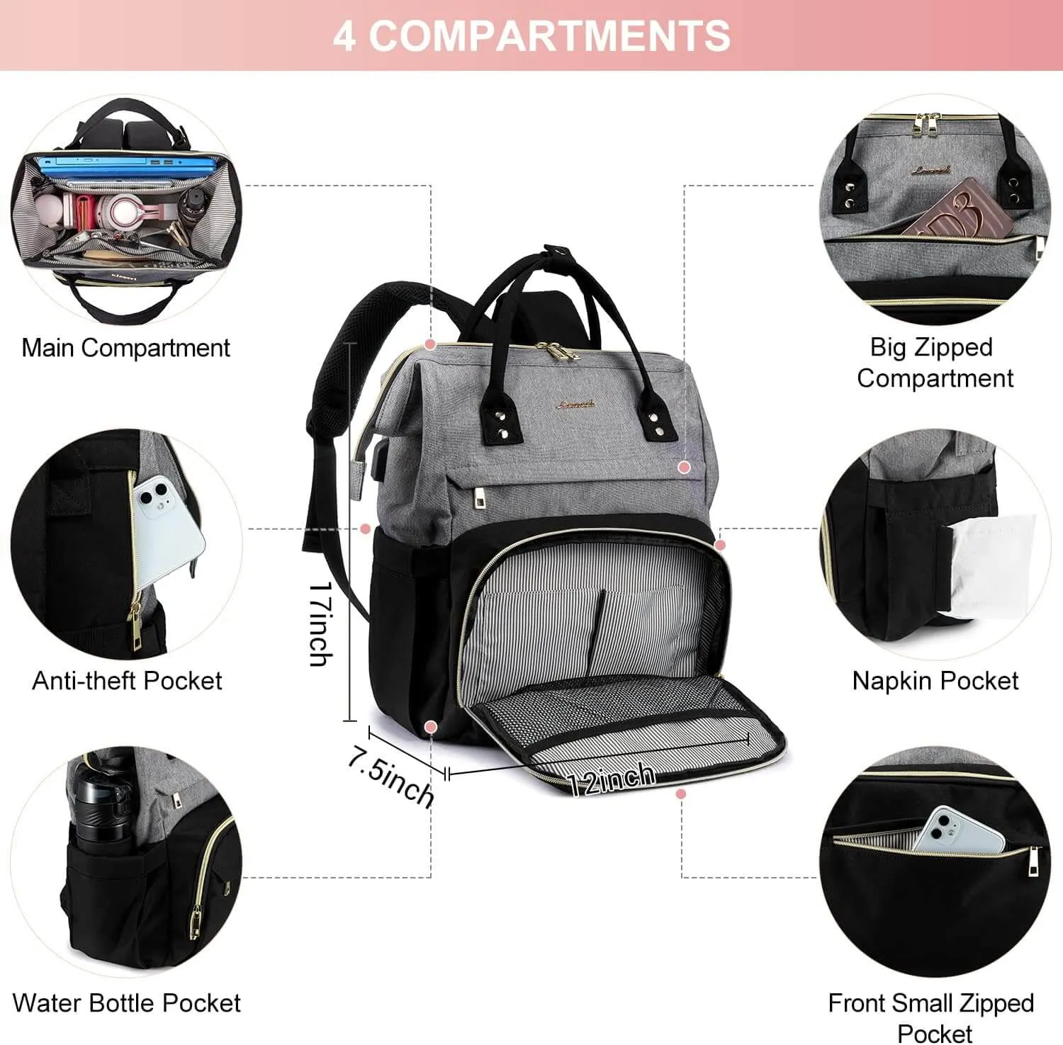 Viola V Laptop Backpack, 15.6" 17"