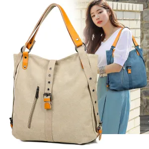 Women Girl Canvas Tote Bag Handbags Convertible Backpack