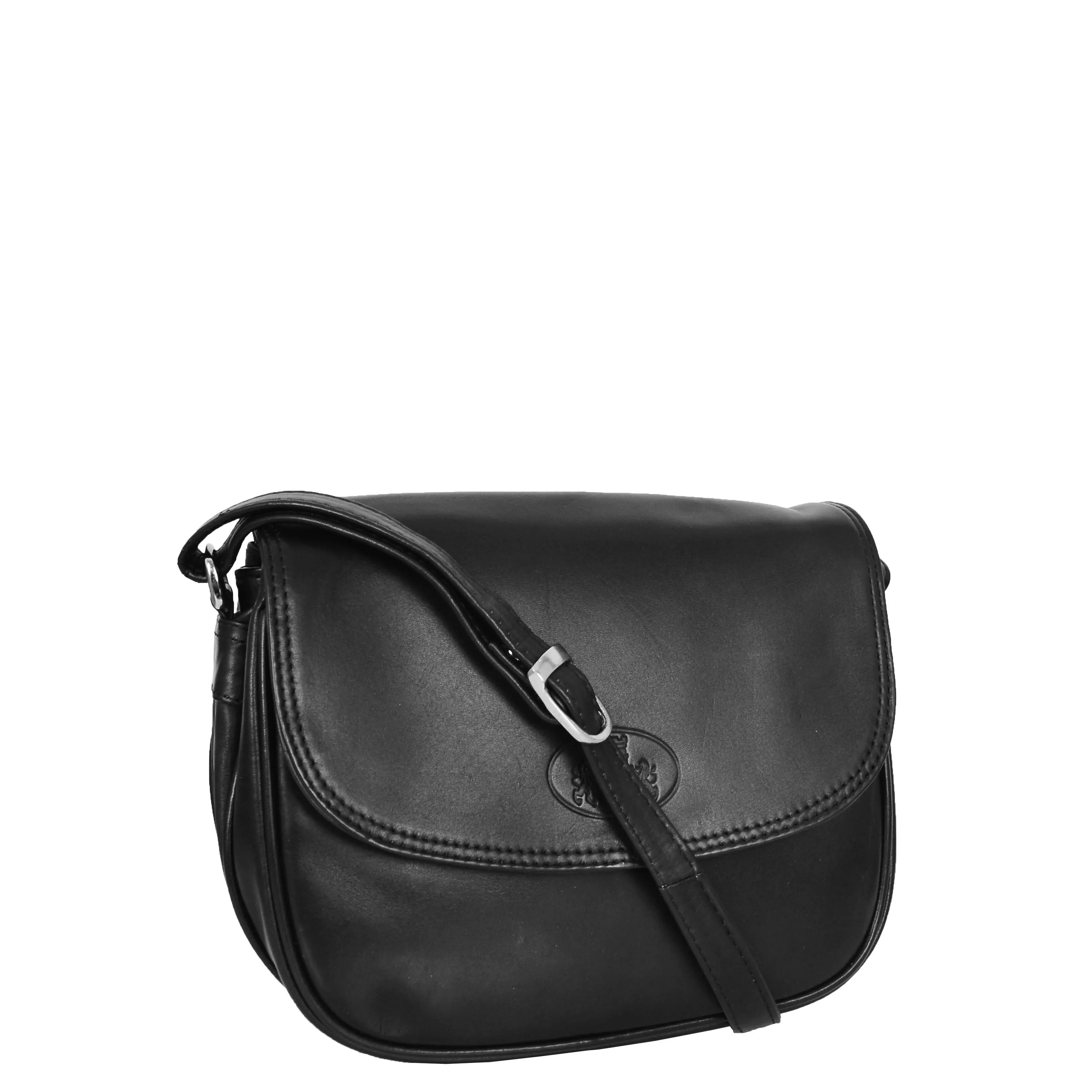 Womens Leather Cross Body Flap over Bag Athena Black