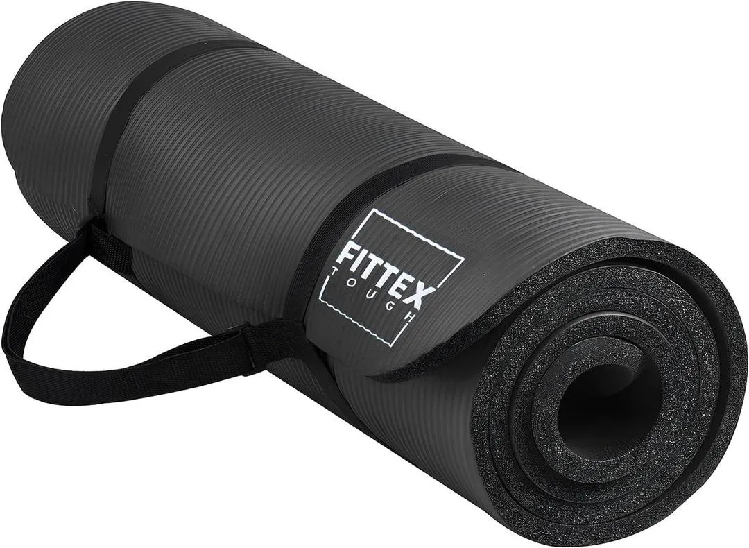 Yoga Mat With Carry Strap, 188 x 61 x 1cm, Made of Durable Non-slip 10mm Thick Material, Black